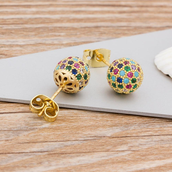 Bunte Strass besetzte Discokugel Ohrringe