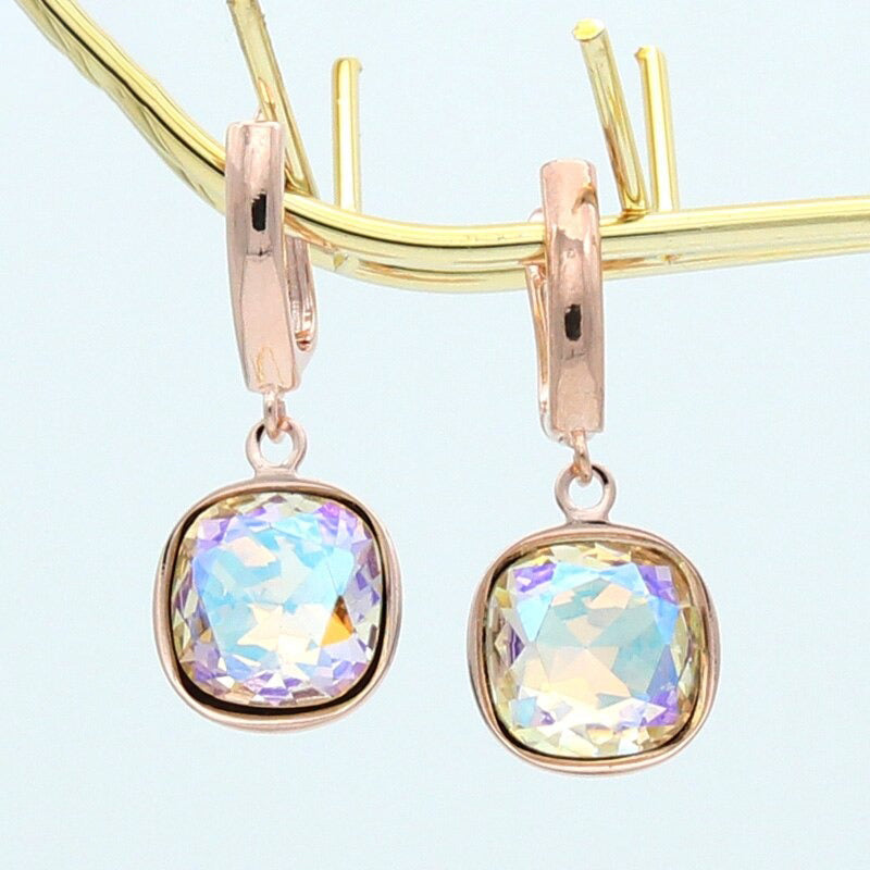 Bunte quadratische Strass-Ohrringe