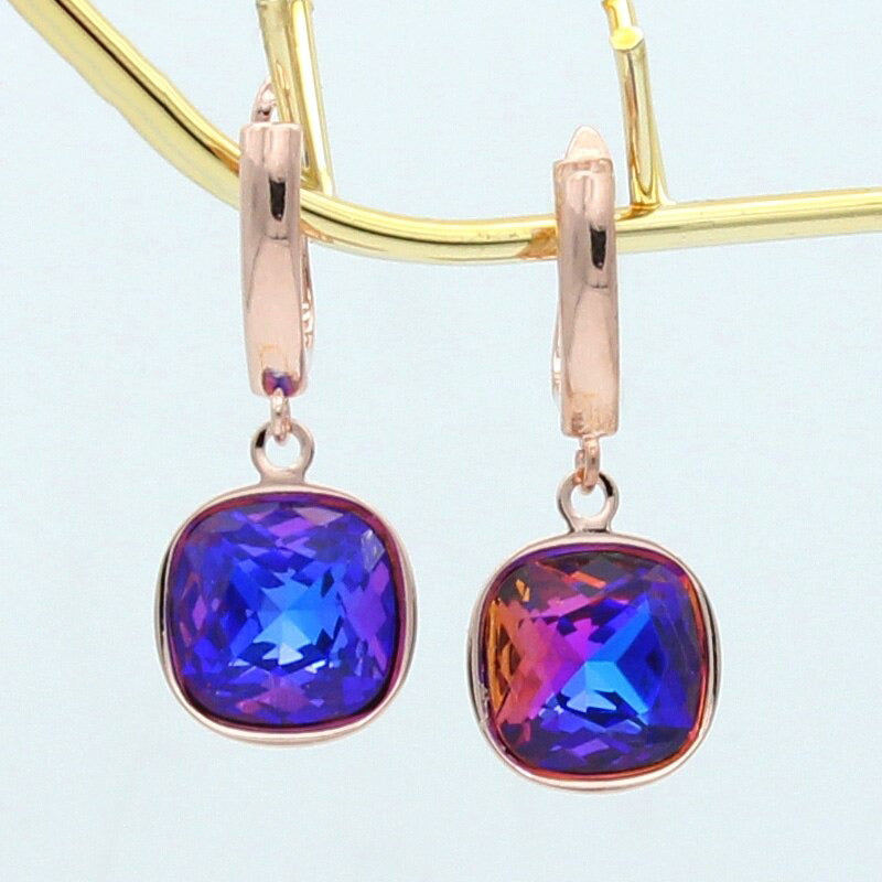 Bunte quadratische Strass-Ohrringe