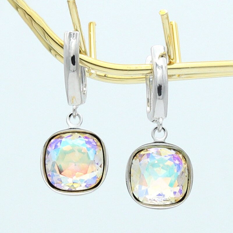 Bunte quadratische Strass-Ohrringe