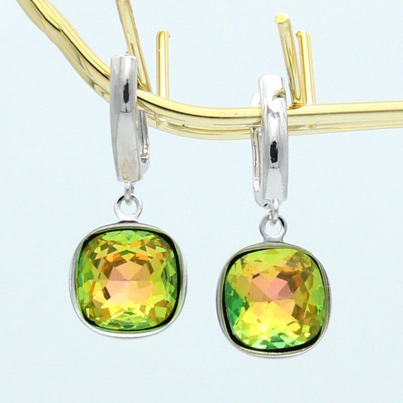 Bunte quadratische Strass-Ohrringe