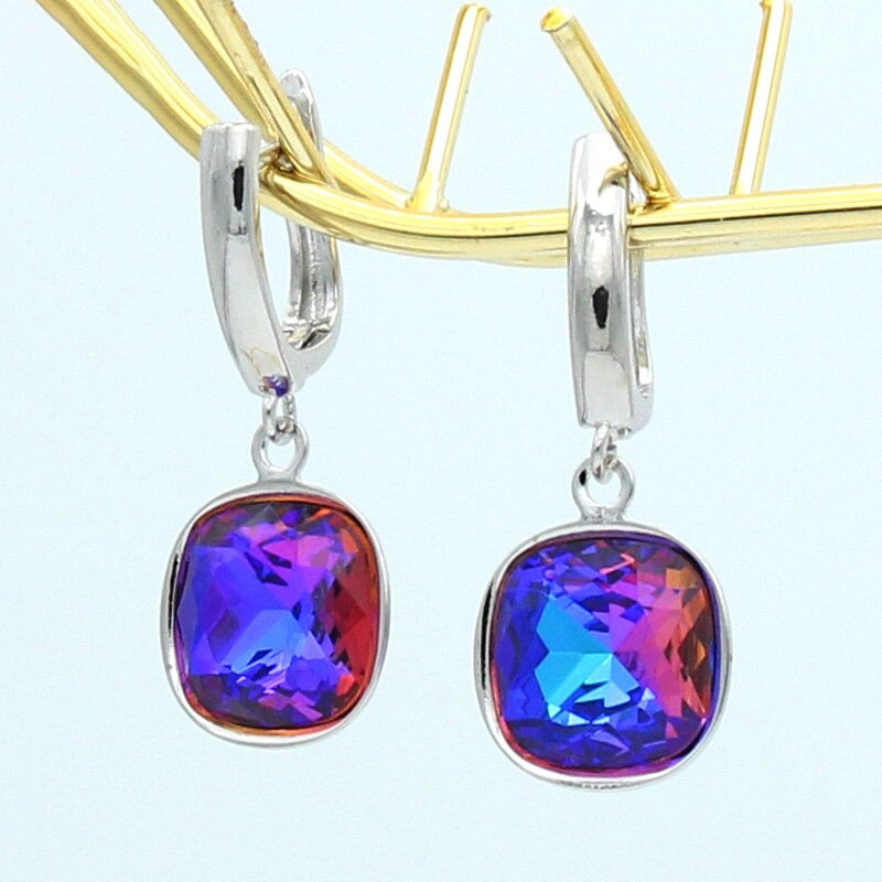 Bunte quadratische Strass-Ohrringe