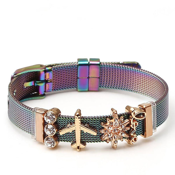 Bunte Charm-Armbänder aus Edelstahlgeflecht