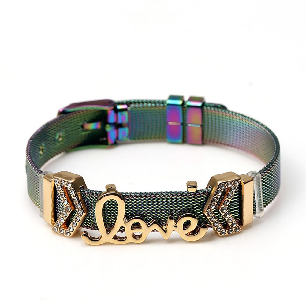 Bunte Charm-Armbänder aus Edelstahlgeflecht