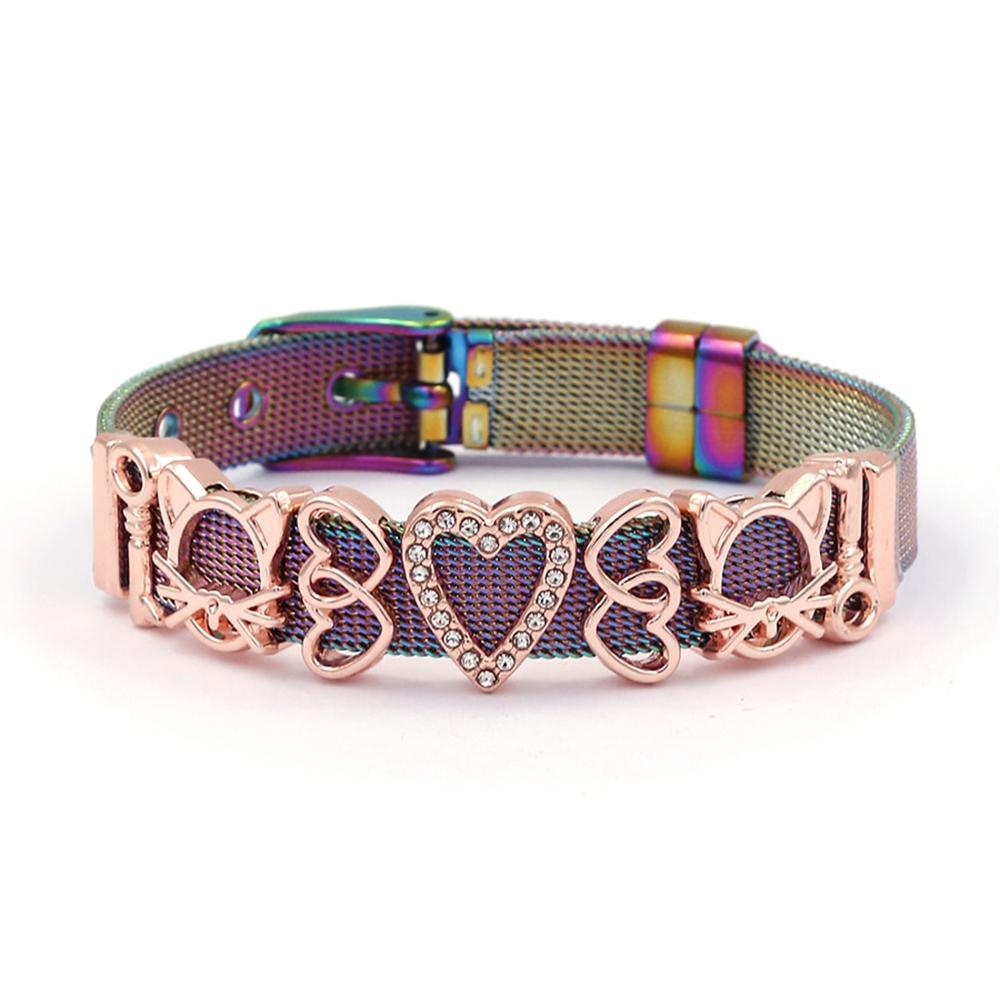 Bunte Charm-Armbänder aus Edelstahlgeflecht