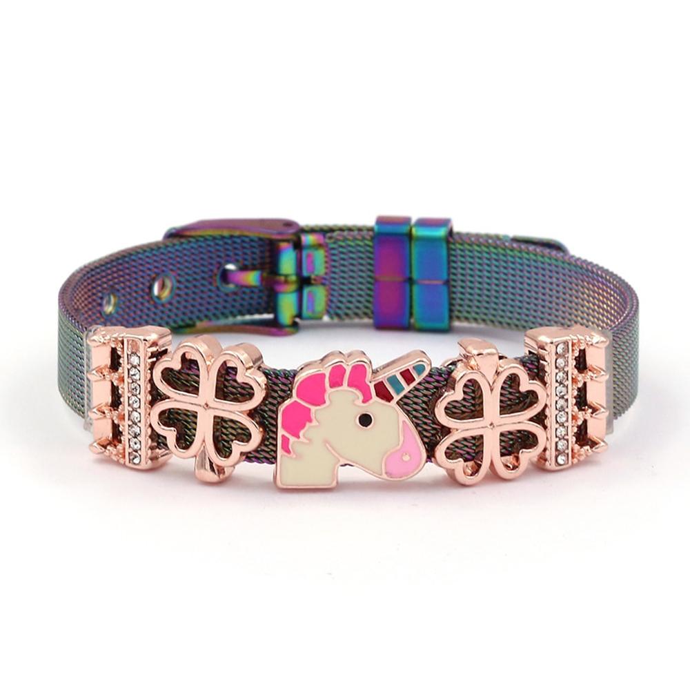Bunte Charm-Armbänder aus Edelstahlgeflecht