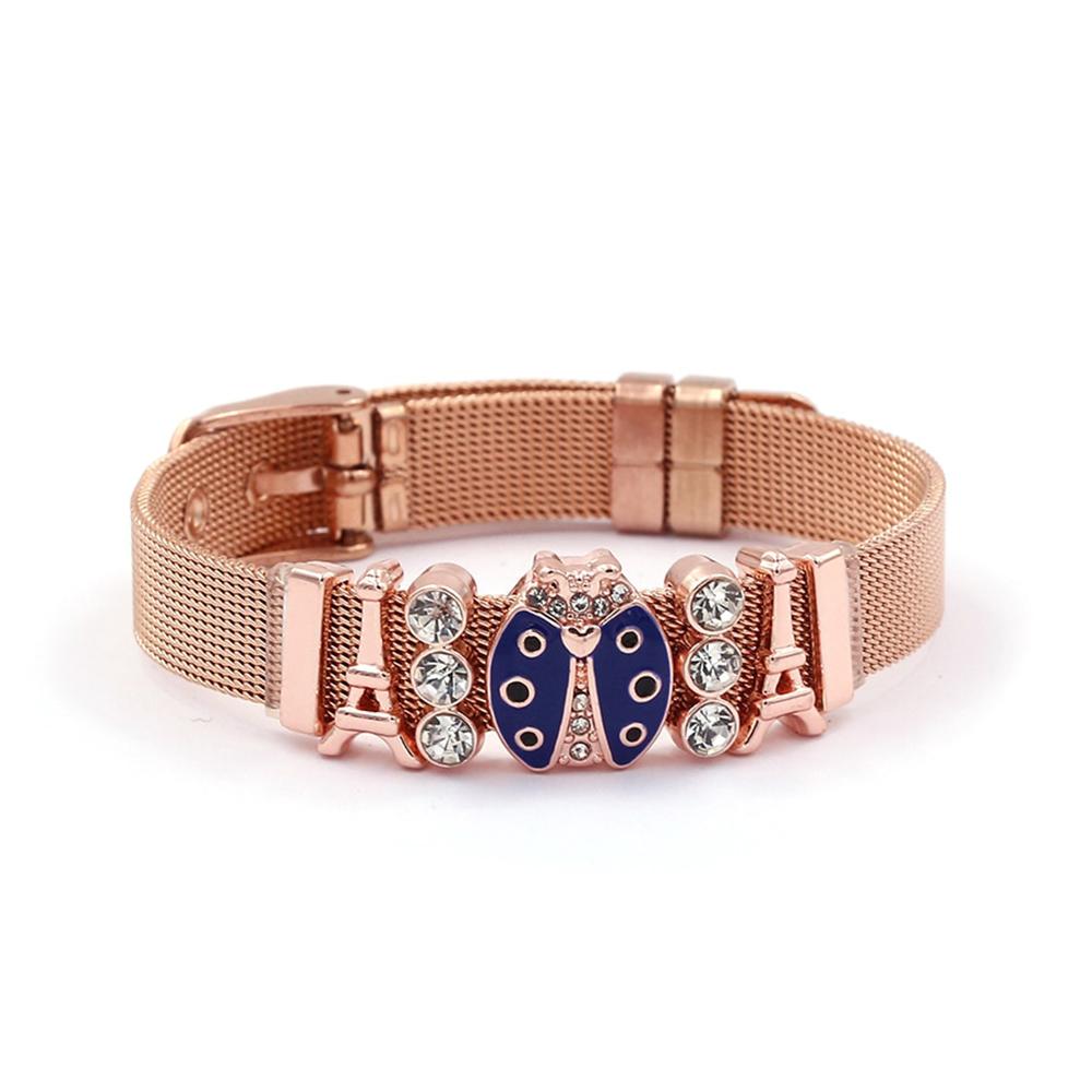 Bunte Charm-Armbänder aus Edelstahlgeflecht