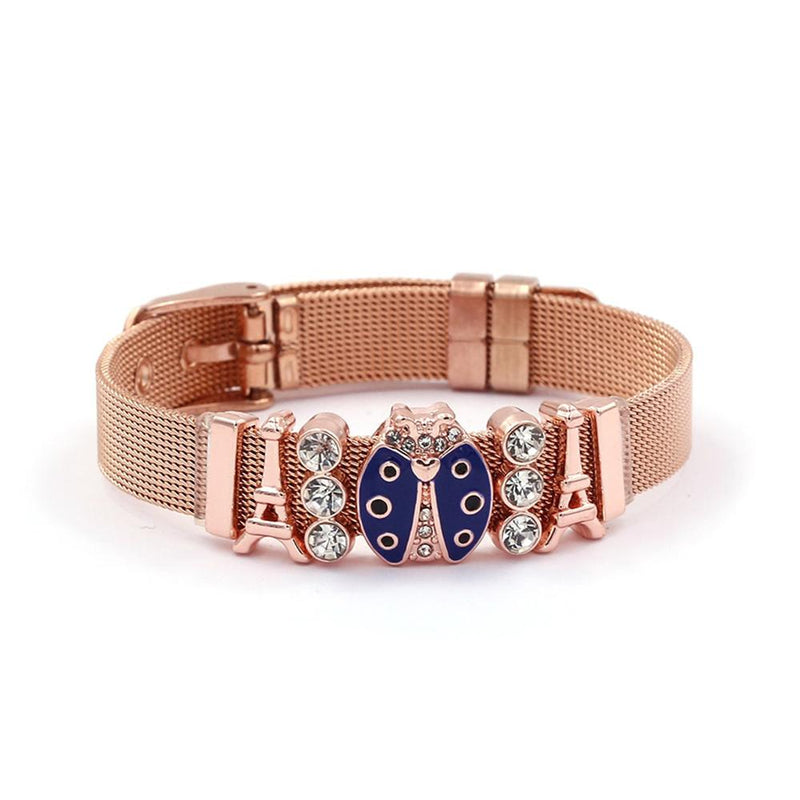 Bunte Charm-Armbänder aus Edelstahlgeflecht