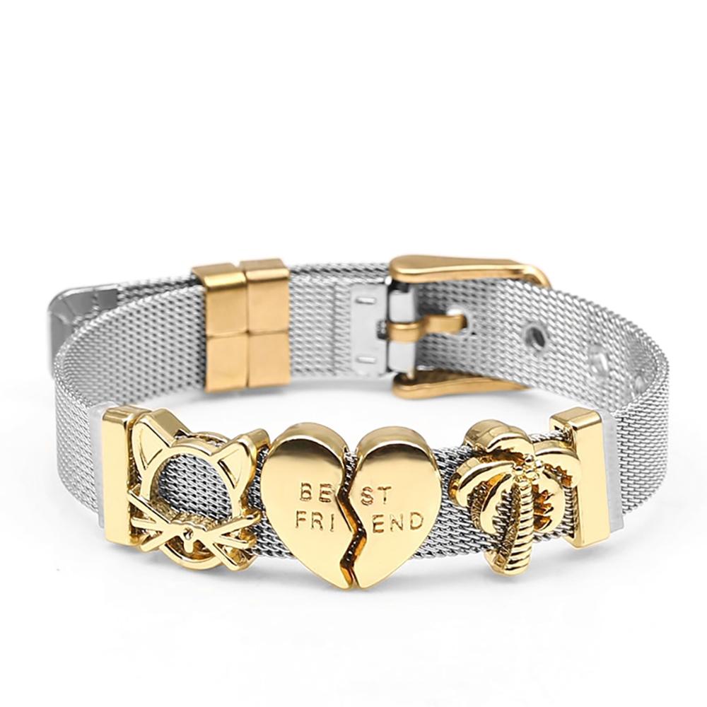 Bunte Charm-Armbänder aus Edelstahlgeflecht