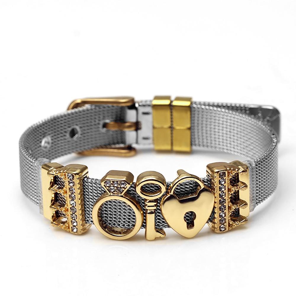 Bunte Charm-Armbänder aus Edelstahlgeflecht