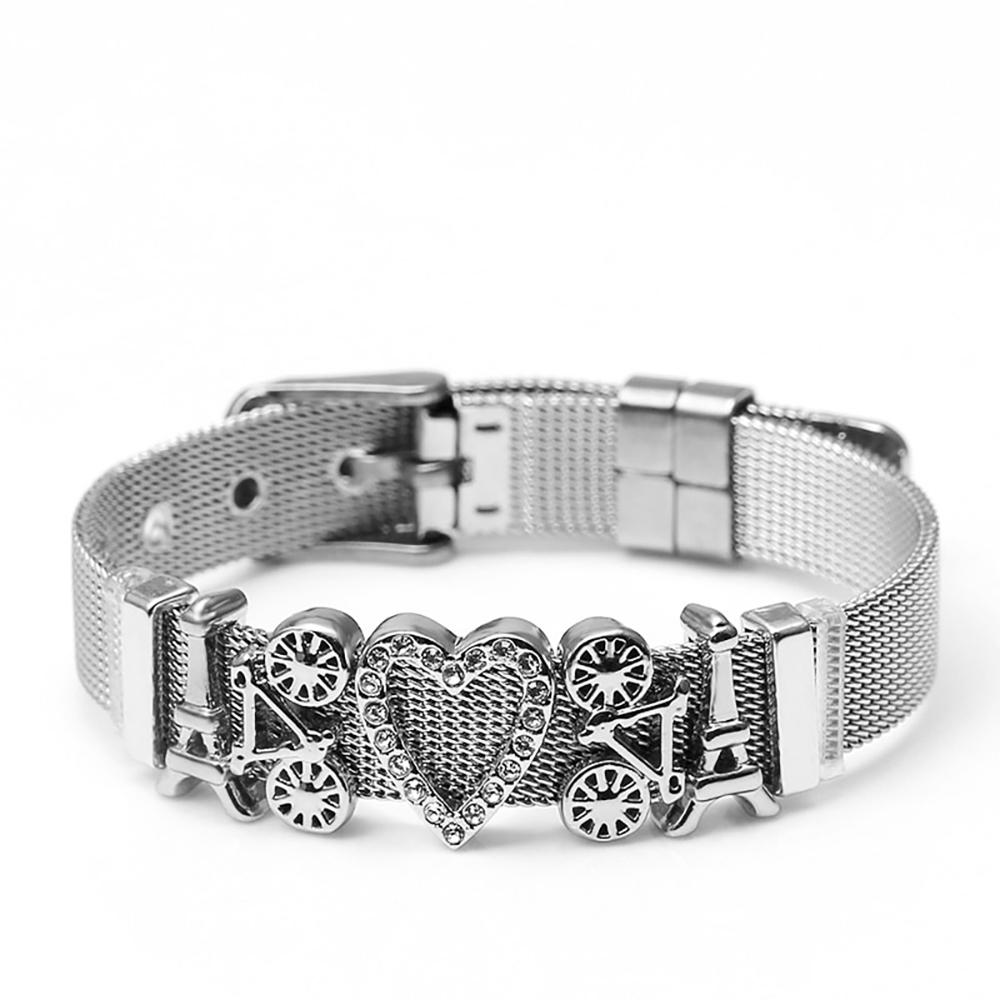 Bunte Charm-Armbänder aus Edelstahlgeflecht