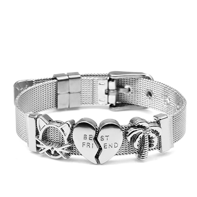 Bunte Charm-Armbänder aus Edelstahlgeflecht