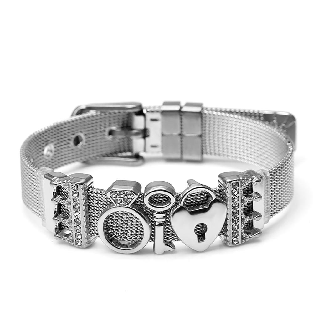 Bunte Charm-Armbänder aus Edelstahlgeflecht