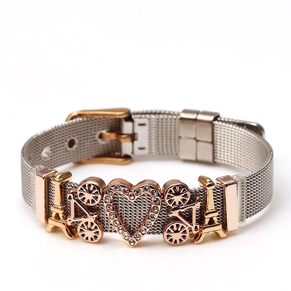 Bunte Charm-Armbänder aus Edelstahlgeflecht