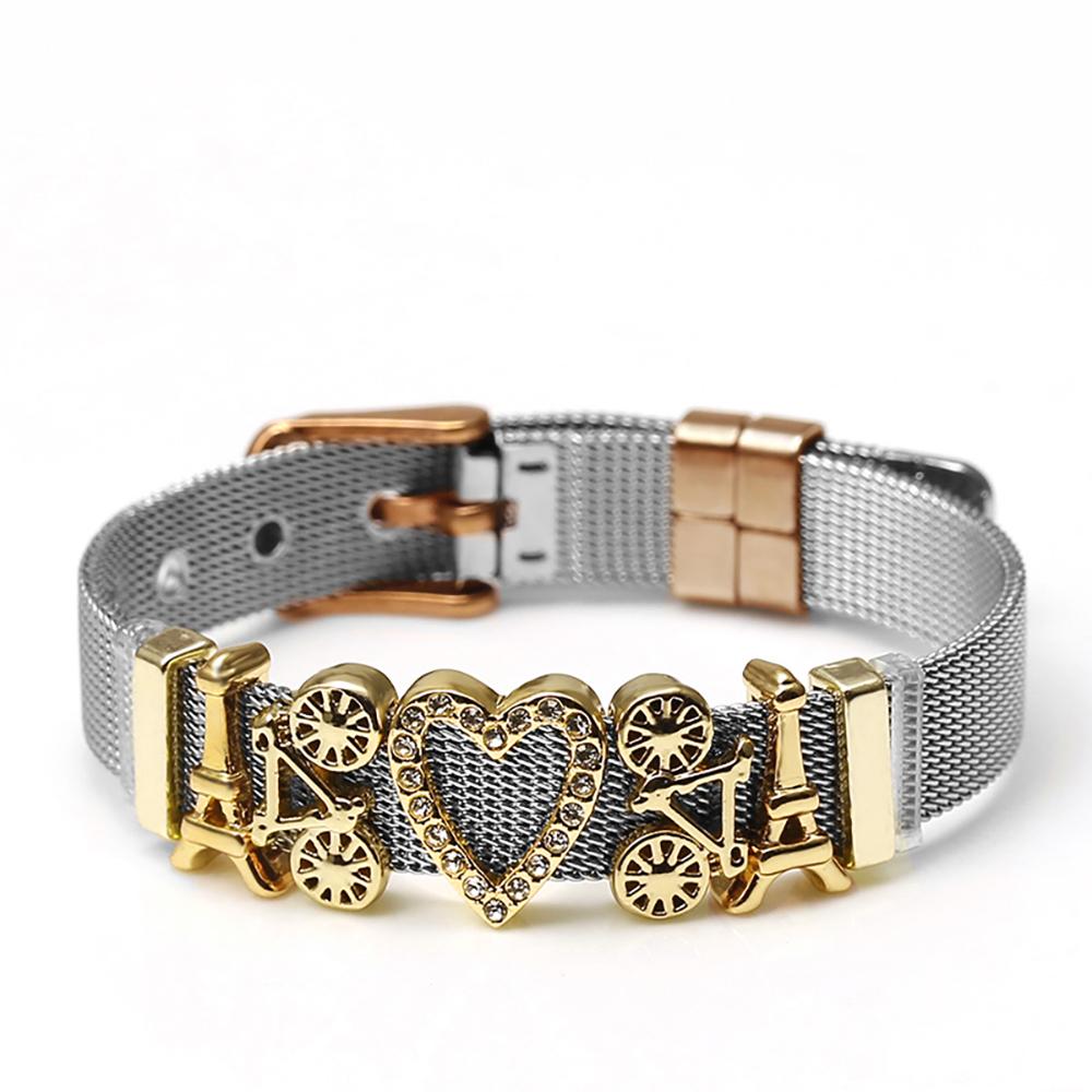 Bunte Charm-Armbänder aus Edelstahlgeflecht