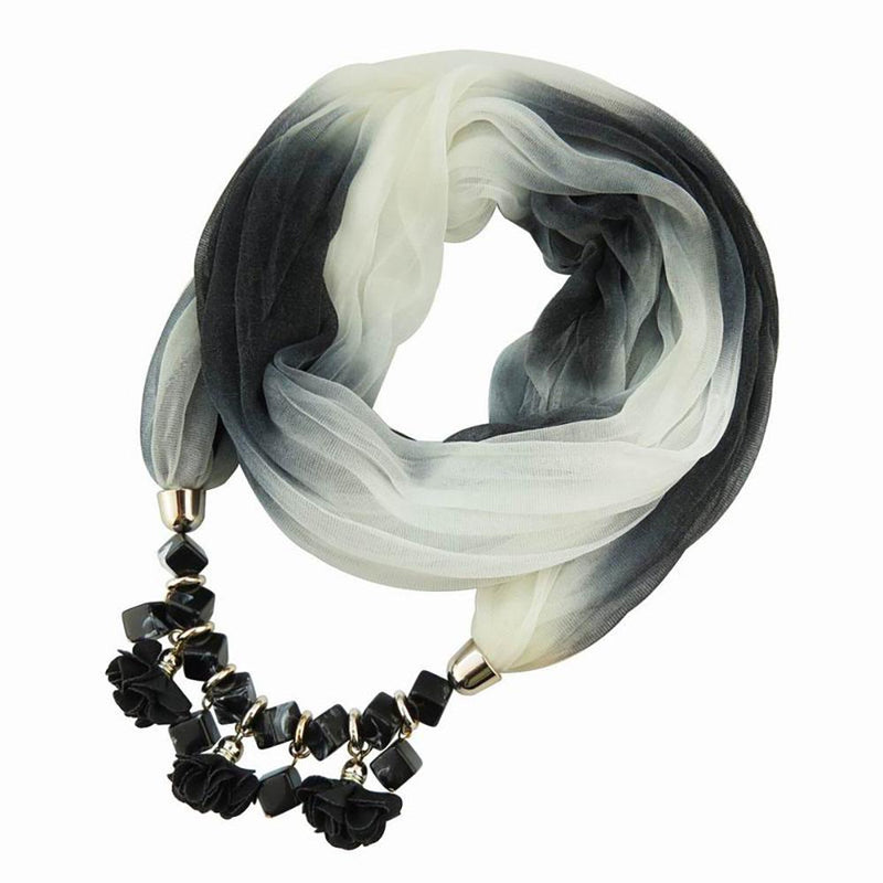 Farbenfroher Sommer-Chiffonschal mit geometrischen Blumenperlen