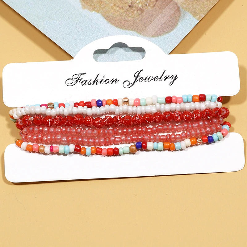 Farbenfrohe Sommer-Kollektion mehrschichtiger Perlenarmbänder
