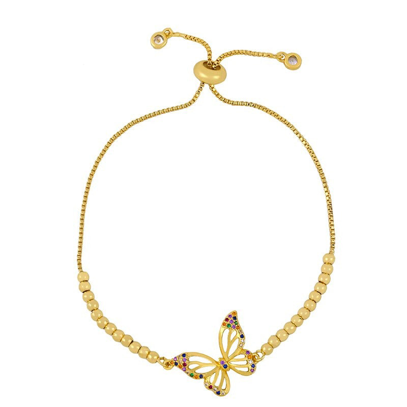 Bunte Zirkonia Bejeweled Schmetterling Charme verstellbare Armbänder