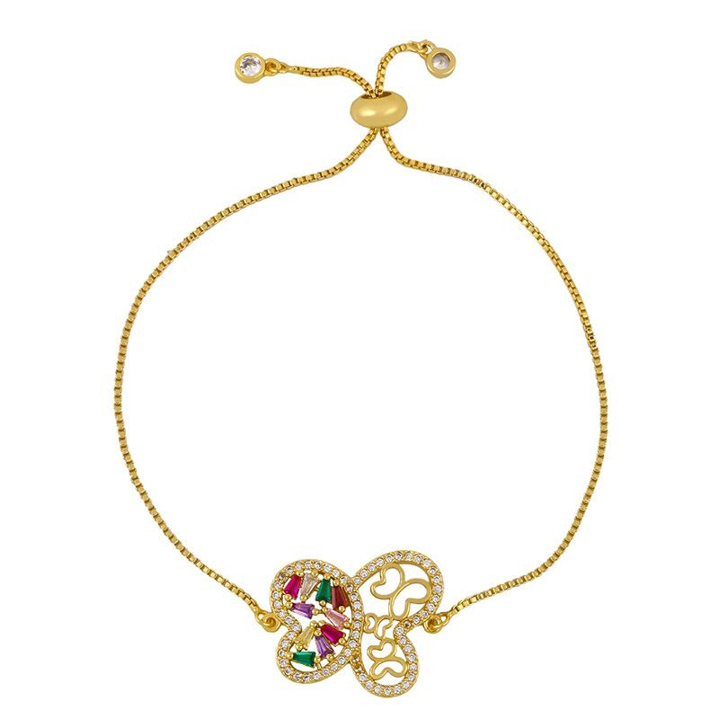 Bunte Zirkonia Bejeweled Schmetterling Charme verstellbare Armbänder