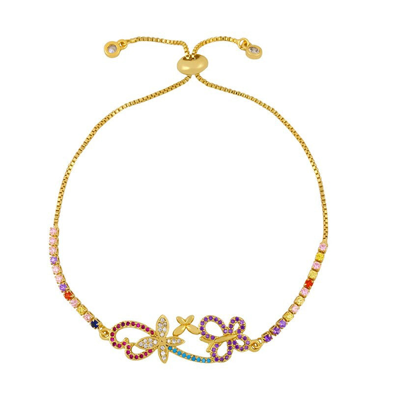 Bunte Zirkonia Bejeweled Schmetterling Charme verstellbare Armbänder