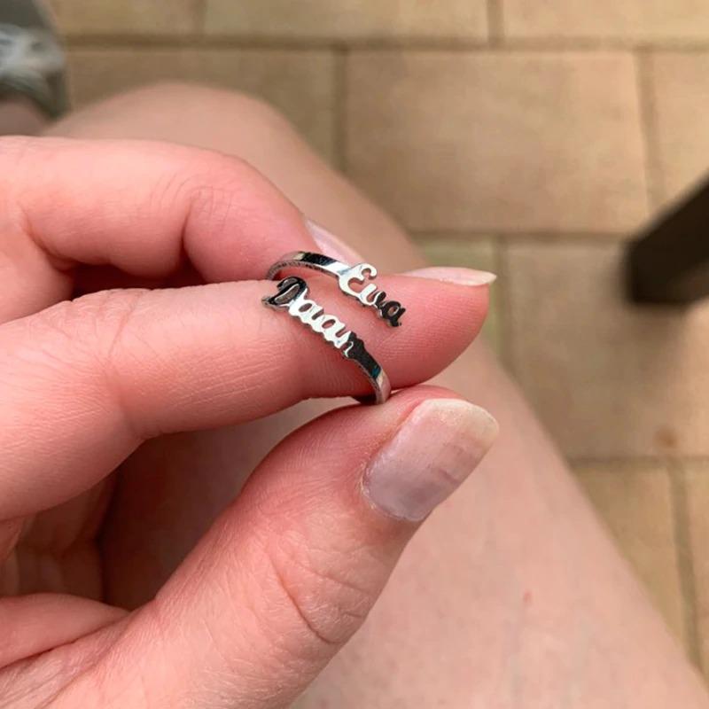 Benutzerdefinierter Edelstahlring mit personalisiertem Namen für Liebhaber