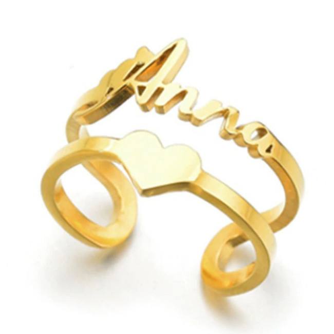 Benutzerdefinierter Edelstahlring mit personalisiertem Namen für Liebhaber