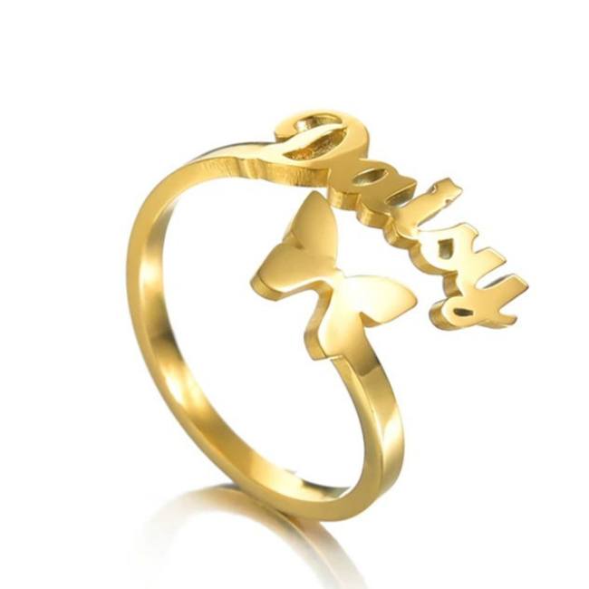 Benutzerdefinierter Edelstahlring mit personalisiertem Namen für Liebhaber