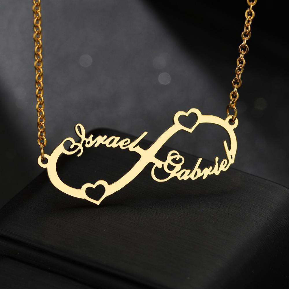 Personalisierte Halskette mit Infinity-Herz und Namensanhänger