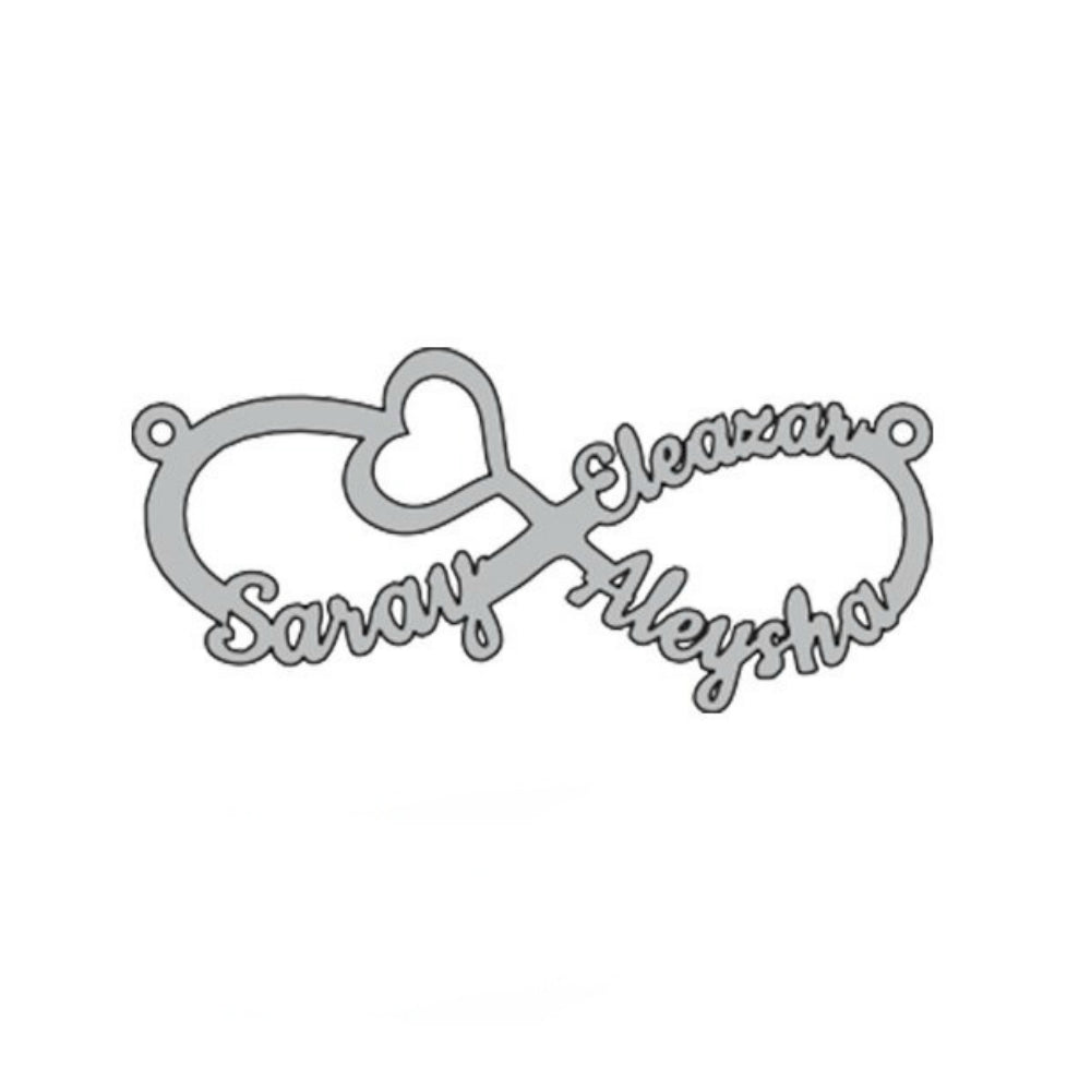 Personalisierte Halskette mit Infinity-Herz und Namensanhänger