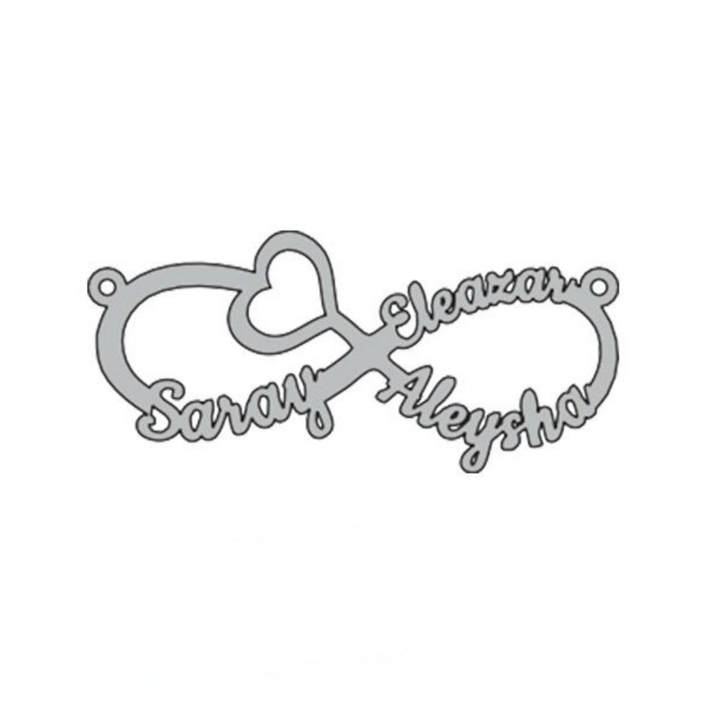 Personalisierte Halskette mit Infinity-Herz und Namensanhänger