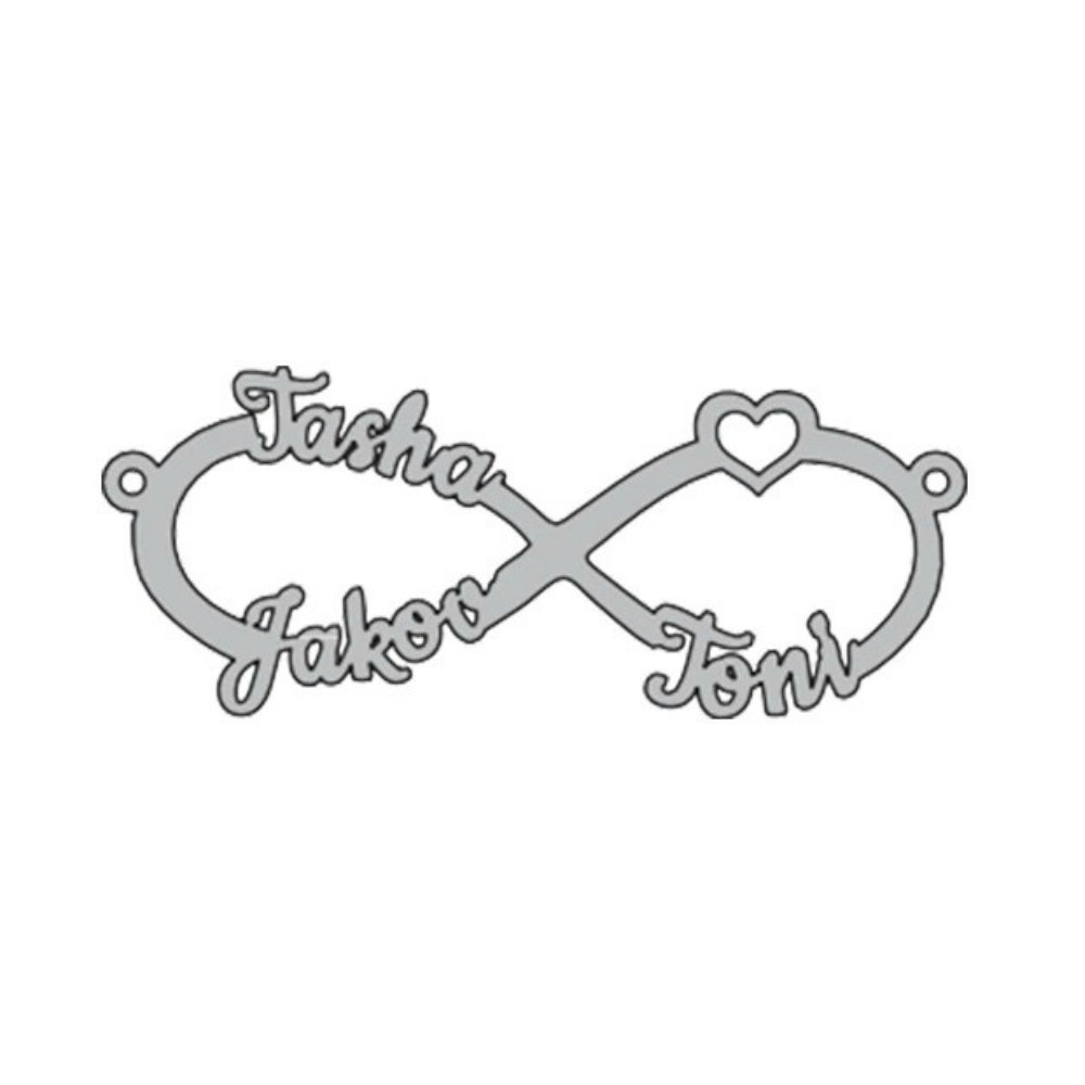 Personalisierte Halskette mit Infinity-Herz und Namensanhänger