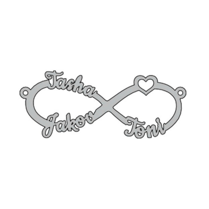 Personalisierte Halskette mit Infinity-Herz und Namensanhänger