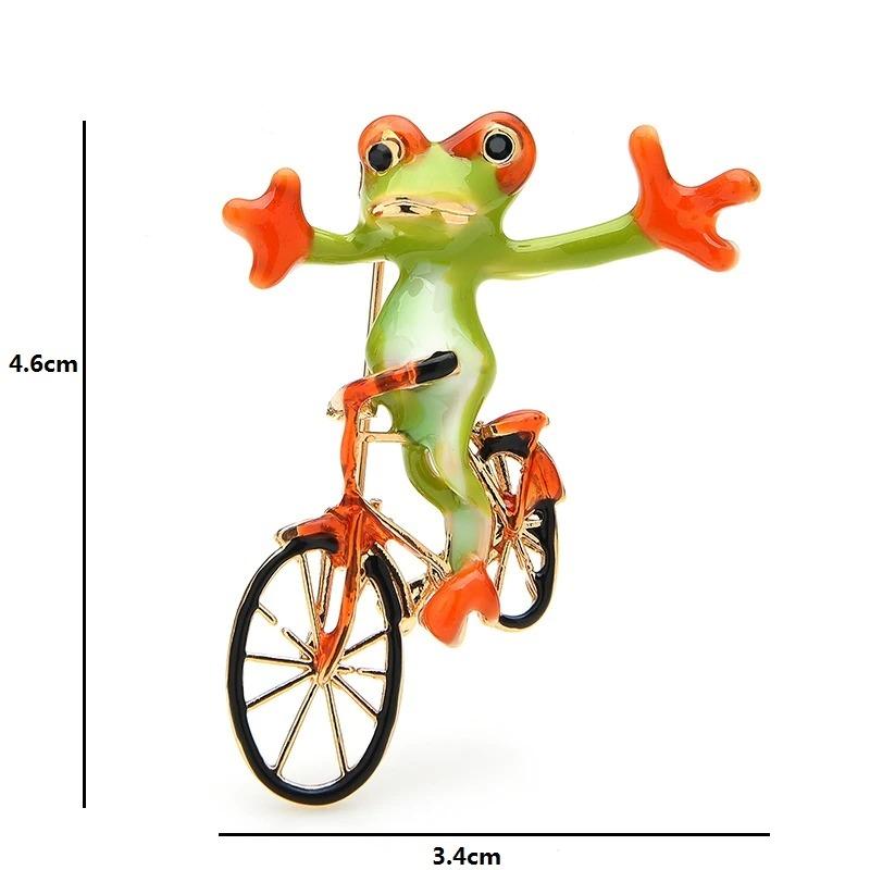 Niedliche Broschennadeln mit Fahrradfrosch