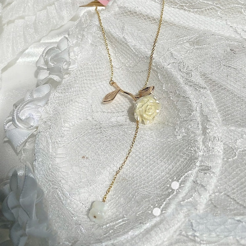 Süße Mode romantische Rose Blume Anhänger Halsketten