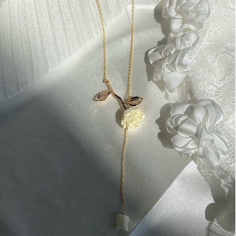 Süße Mode romantische Rose Blume Anhänger Halsketten