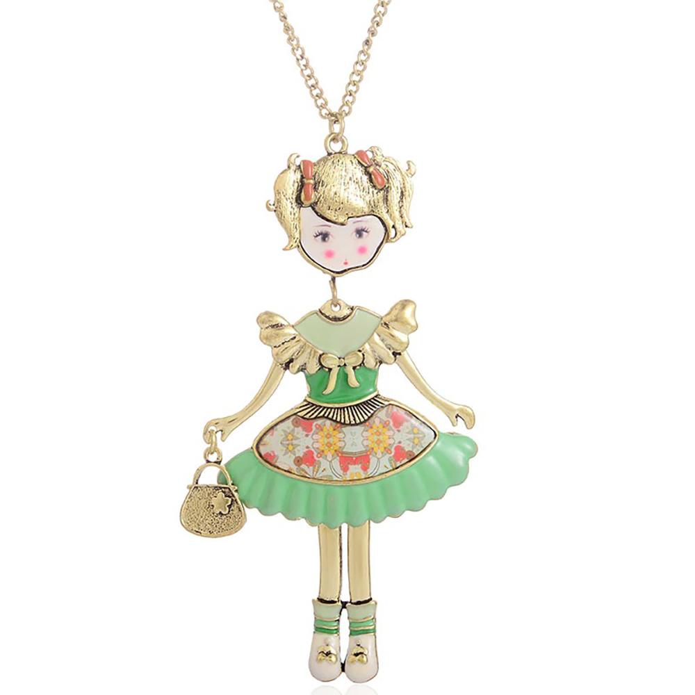 Süße Halskette mit Emaille-Anhänger „Puppe eines kleinen Mädchens“