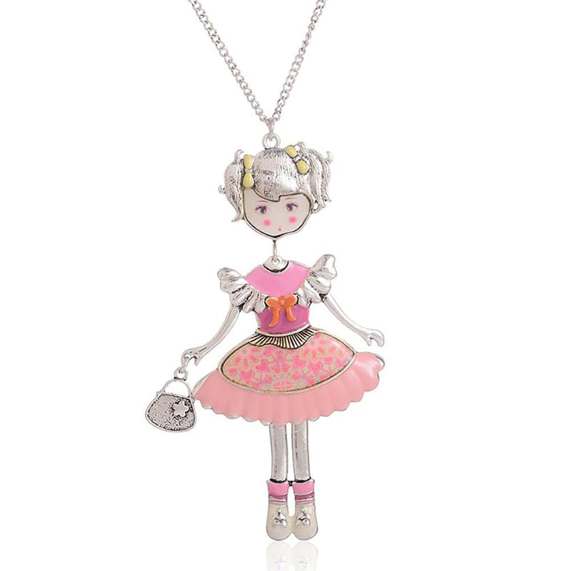 Süße Halskette mit Emaille-Anhänger „Puppe eines kleinen Mädchens“