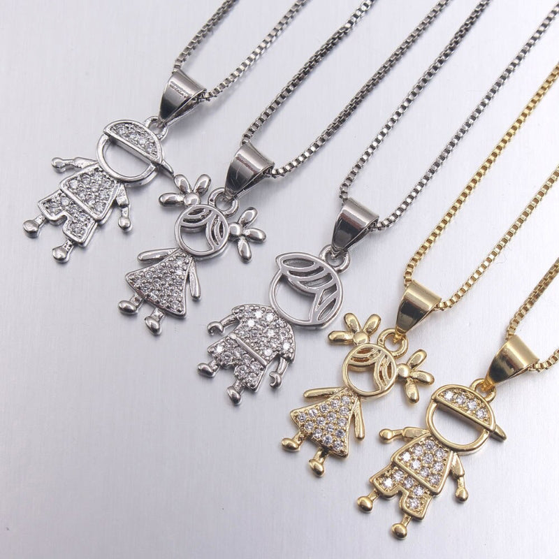 Niedliche Halsketten mit Mini-Anhänger für Jungen und Mädchen mit Strasssteinen