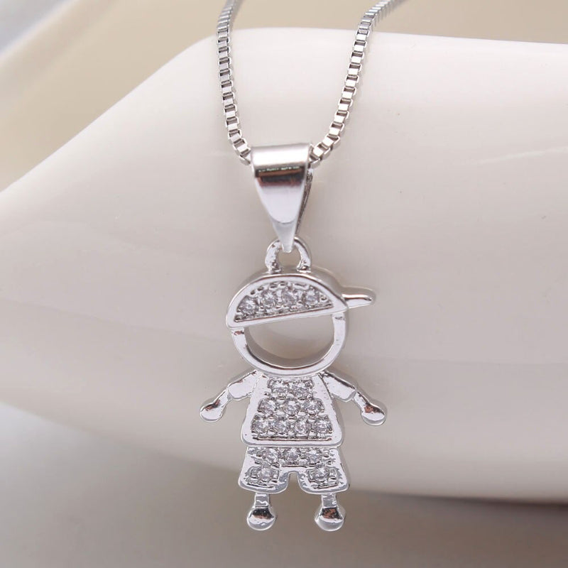 Niedliche Halsketten mit Mini-Anhänger für Jungen und Mädchen mit Strasssteinen