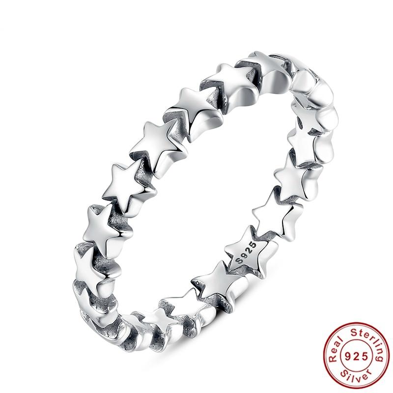 Süßer und entzückender Sterling Silber Star Trail Ring
