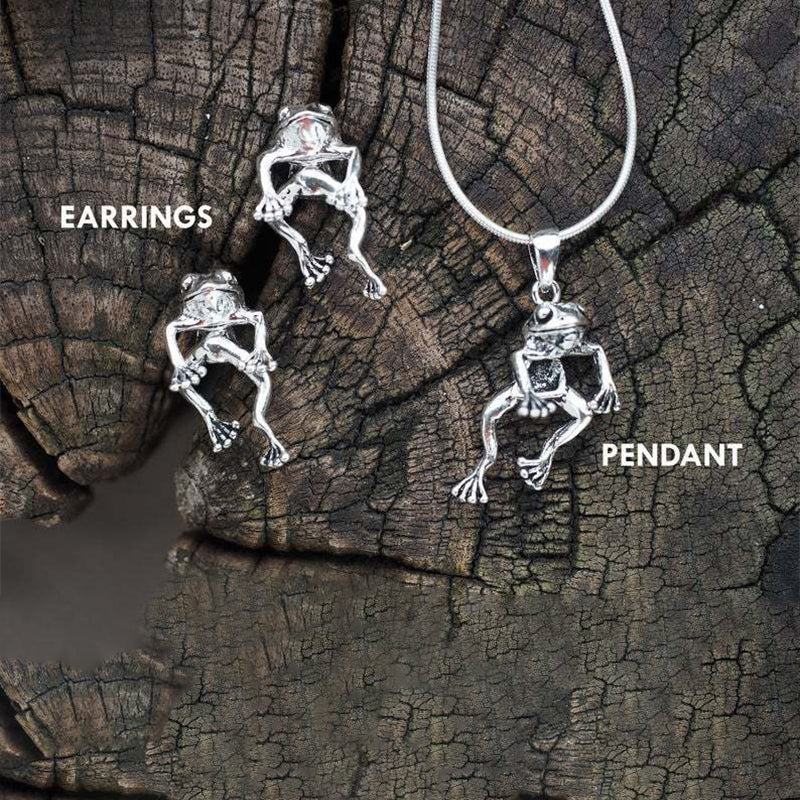 Süße und lustige Retro Frosch Ohrstecker und Halsketten