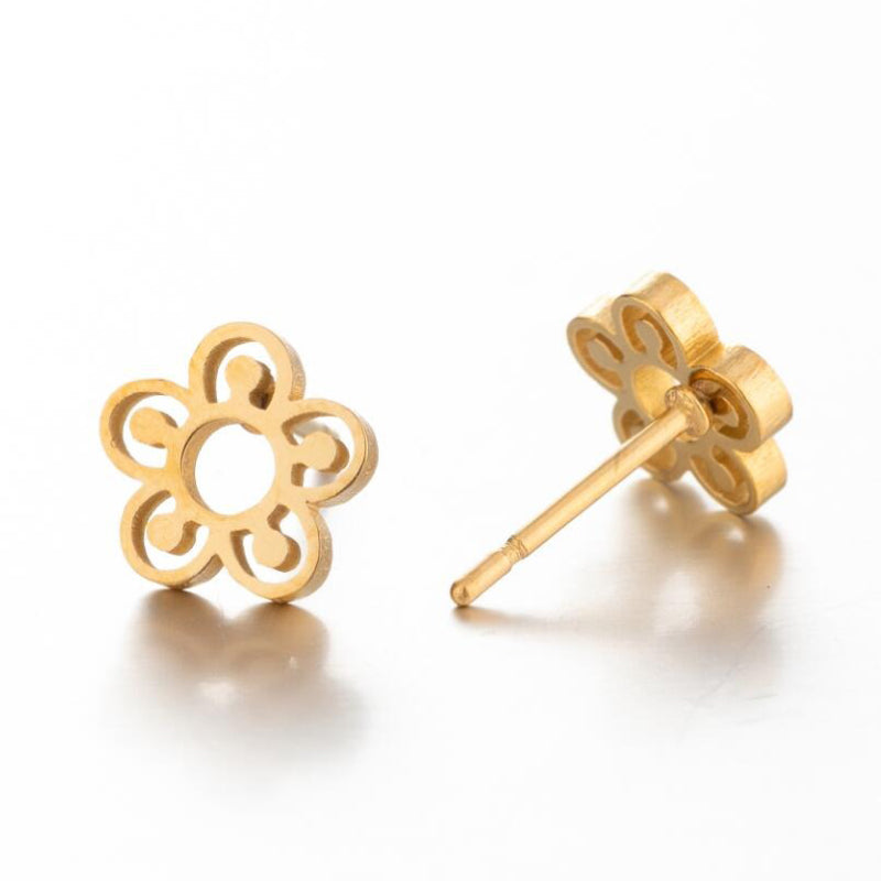 Niedliche kleine Ohrstecker mit Lotusblüte aus Edelstahl