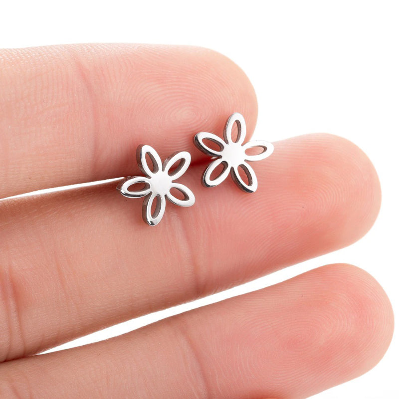 Niedliche kleine Ohrstecker mit Lotusblüte aus Edelstahl