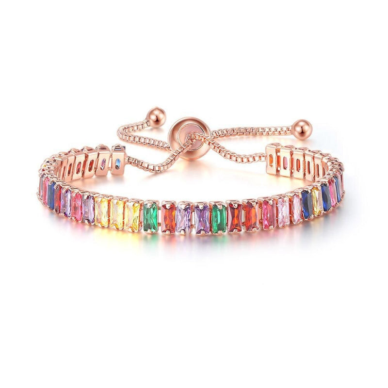 Lebendige, mehrfarbige Tennisarmbänder mit Zirkonia