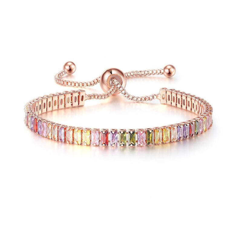 Lebendige, mehrfarbige Tennisarmbänder mit Zirkonia