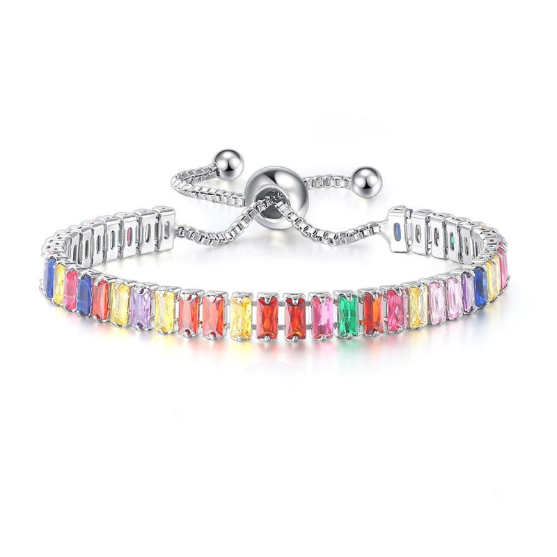 Lebendige, mehrfarbige Tennisarmbänder mit Zirkonia