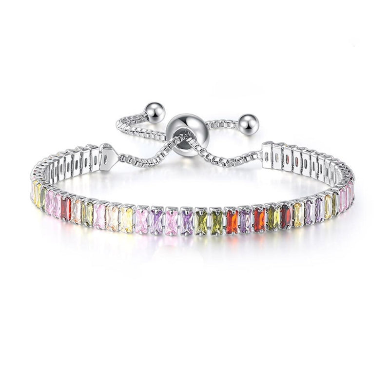 Lebendige, mehrfarbige Tennisarmbänder mit Zirkonia