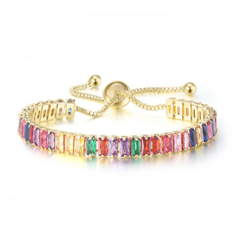 Lebendige, mehrfarbige Tennisarmbänder mit Zirkonia