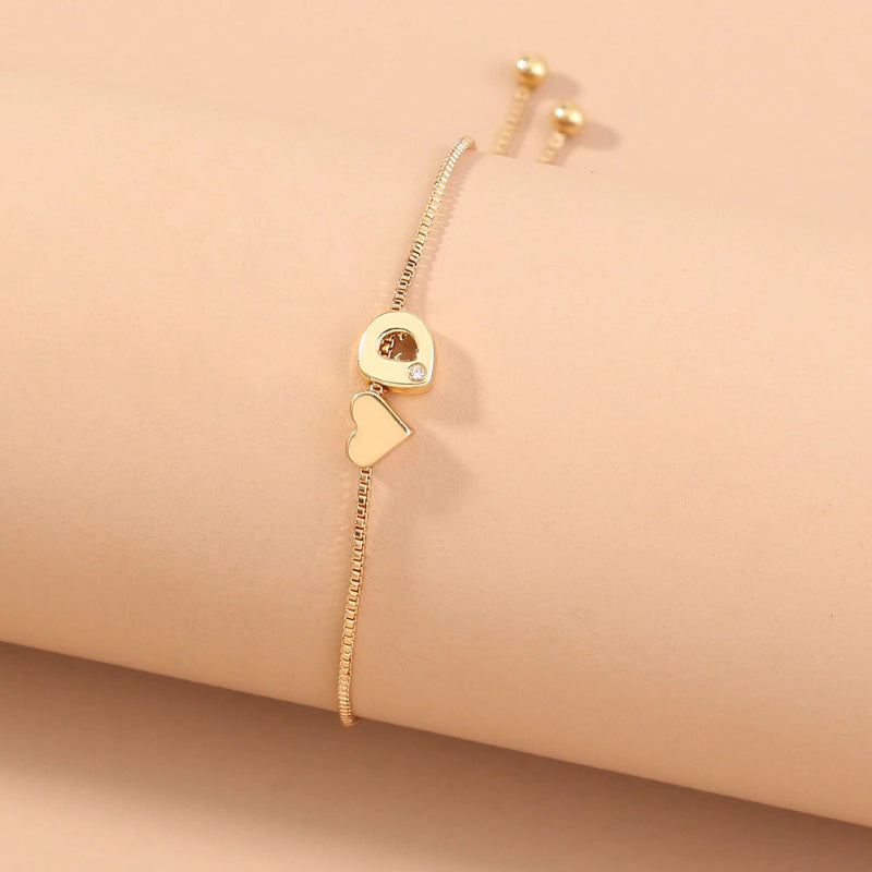 Personalisierte Liebesherz-Anfangsbuchstaben-Armbänder von A-Z