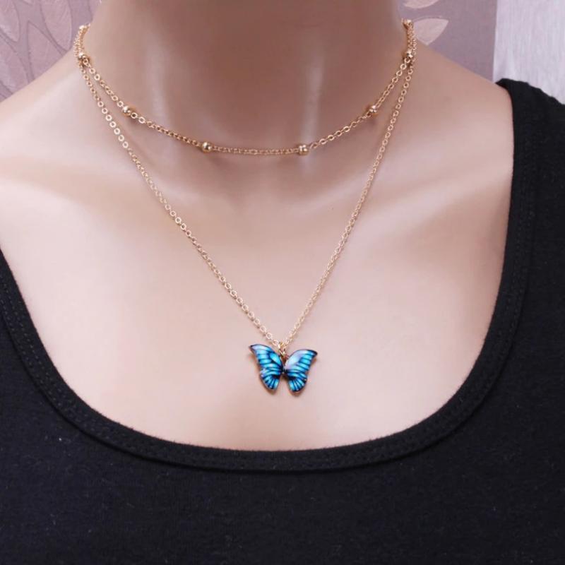 Zierliche Schmetterling Halskette und Ohrringe Schmuck